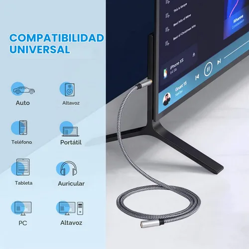 Vista 7 de Tan QY Cable de extensión de audio de 0.1 in de 1 pie, macho a hembra para Plateado