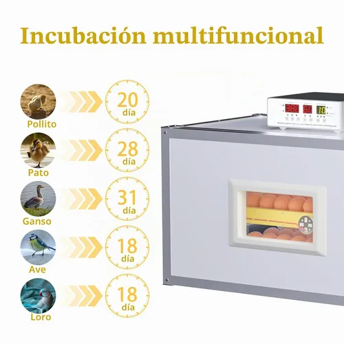 Vista 4 de Incubadora de huevos, incubadora de huevos de granja con giro automático de huevos y control de humedad, máquina industrial de crianza de pollo