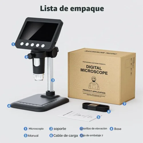 Vista 9 de Microscopio digital de 4.3 pulgadas para adultos, microscopio de moneda SKYEAR 1000X con 8 luces de relleno LED ajustables, microscopio USB