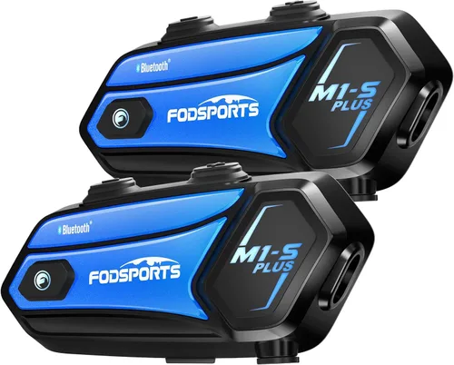 Vista 7 de Fodsports M1-S PLUS - Auriculares Bluetooth para motocicleta con intercambio de música, silencio de micrófono, FM, potente batería de 900 mAh