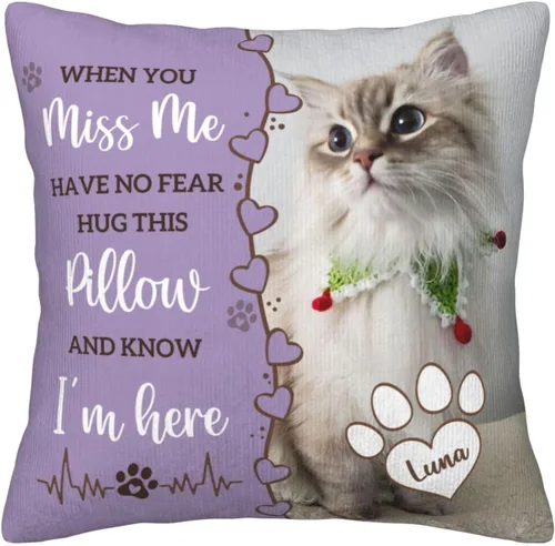 Vista 14 de Almohada Decorativa Conmemorativa Personalizada para Mascotas con Foto, Regalo de Condolencias por Pérdida de Perro/Gato, Regalos de Recuerdo