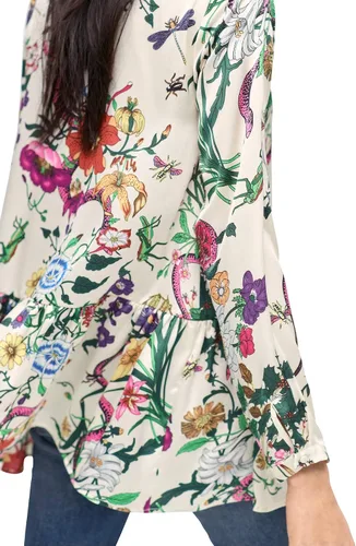 Vista 4 de Ellos Túnica peplum con cuello anudado en talla grande para mujer