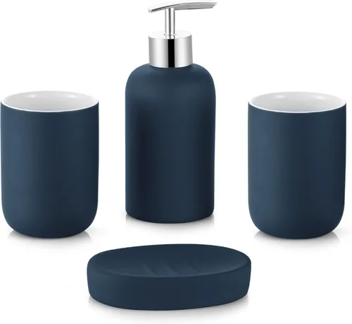 Vista 7 de DUFU - Juego de accesorios de baño azul, 4 piezas, cerámica