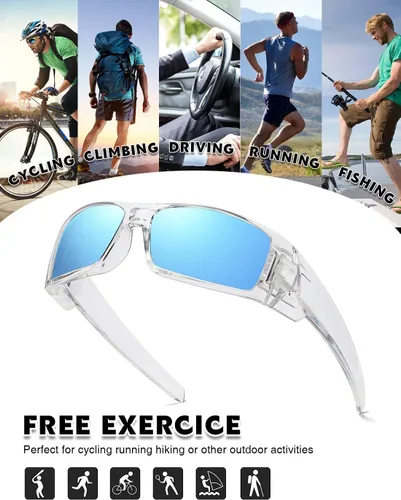 Vista 6 de Gafas de sol polarizadas para hombre y mujer, estilo retro, deportivo, rectangular, envolvente, vintage, protector de disparo