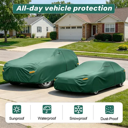 Vista 8 de GUNHYI - Funda para coche impermeable para todo tipo de clima, funda completa de 16 capas de alta resistencia para exteriores con ventilaciones