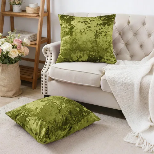 Vista 11 de Home Soft Things Funda de almohada decorativa de terciopelo triturado, 4 piezas, aguacate, 20 x 20 pulgadas, funda cuadrada de acento suave