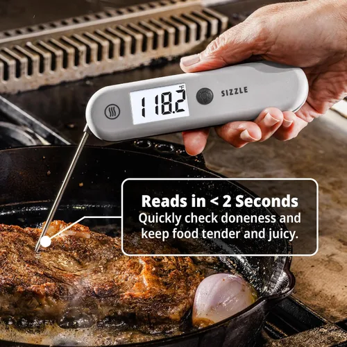 Vista 2 de ThermoWorks SIZZLE - Termómetro digital para carne, lectura instantánea en 2 segundos, impermeable, sonda plegable con parte trasera magnética
