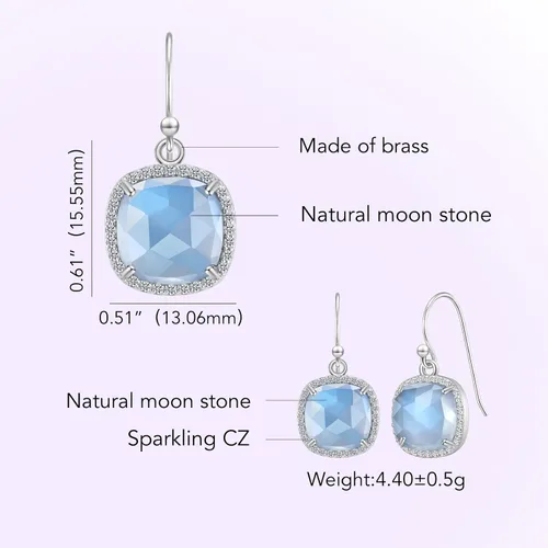 Vista 2 de Aretes colgantes de piedras preciosas naturales, chapados en oro de 14 quilates, aretes colgantes de piedra preciosa natural de 0.394in, aretes