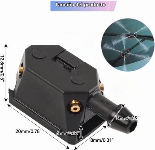 Vista 4 de XUKEY Kit de boquilla rociadora para lavaparabrisas, ajuste universal para brazo de limpiaparabrisas de 0.31 a 0.35 pulgadas, ángulo de rociado