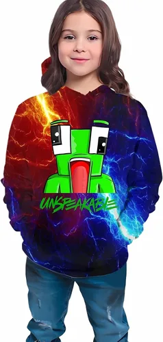 Vista 4 de Sudadera deportiva con capucha para niños y niñas con estampado 3D, novedad de moda para niños