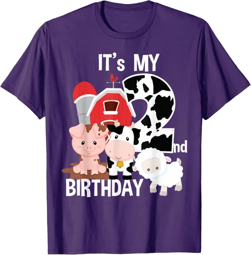 Vista 94 de Camiseta para fiesta de 2 años con texto en inglés "It's My 2nd Birthday", Negro