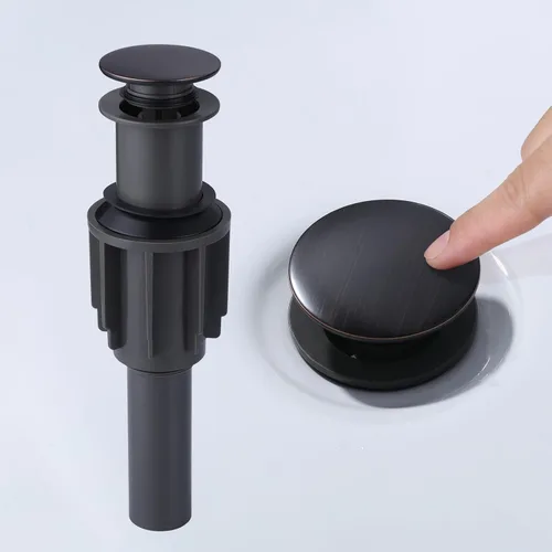 Vista 8 de ARCORA - Drenaje de lavabo con desbordamiento, tapón de lavabo de baño con varilla de elevación, drenaje mate negro para lavabo de recipiente