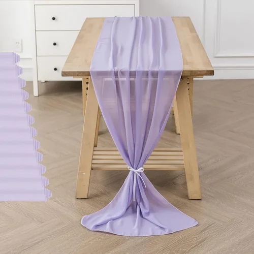 Vista 33 de Paquete de 2 caminos de mesa de gasa de 10 pies de 29 x 120 pulgadas, camino de mesa romántico transparente para boda, fiesta de cumpleaños