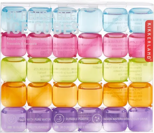 Vista 4 de Kikkerland Cubitos de hielo reutilizables, juego de 30, multicolor
