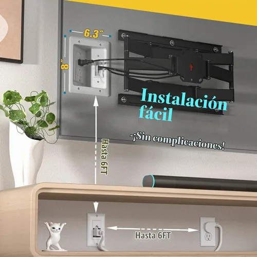 Vista 4 de Ocultacables de TV para TV montada en pared, kit de gestión de cables en pared, caja de tomacorriente – Ocultacables de doble tomacorriente