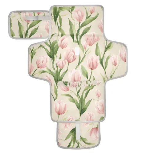 Vista 19 de Cambiador de pañales portátil con estampado de vaca beige y negro, impermeable, plegable, tapete cambiador de pañales de viaje para bebés, regalos