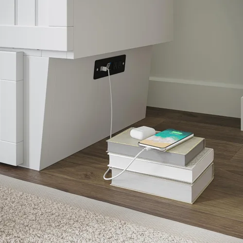 Vista 8 de Atlantic Muebles natucket Murphy cama Pecho, Madera Noble, Blanco