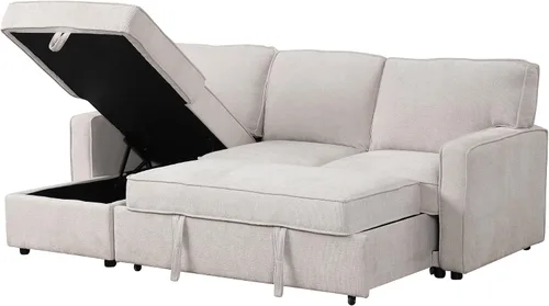 Vista 39 de Sofá modular moderno en forma de U de 115 pulgadas, juego de sofás tapizados grandes con asiento de almacenamiento, sofá cama convertible con diván