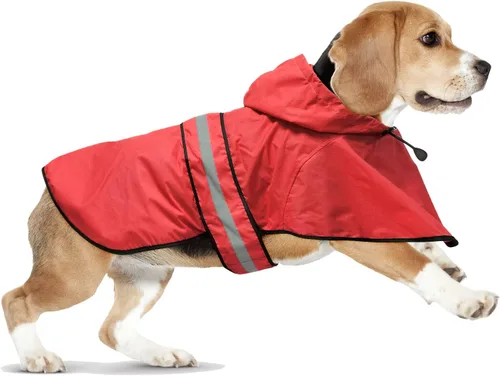 Vista 8 de Impermeables para Perros - Impermeables con Capucha para Perros, Chaqueta de Lluvia Reflectante Ajustable para Perros, Chaqueta de Lluvia Resistente