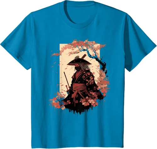 Vista 83 de Camiseta estética vintage samurái de arte japonés samurái retro cereza, Negro