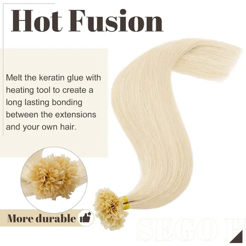 Vista 52 de SEGO Extensiones de cabello humano con micro cuentas, extensiones de cabello humano con micro bucle, lacio, natural, fusión fría, 1.76 oz/paquete