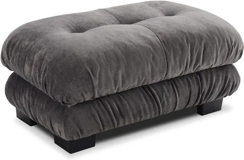 Vista 44 de Reposapiés Otomano Tapizado de Terciopelo con Cojín para Sofá Seccional Sofá 300 libras para Sala de Estar (Beige)