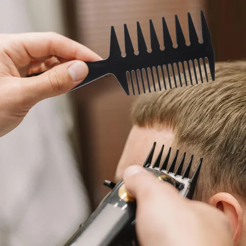 Vista 6 de Juego de 4 peines para el cabello, dientes anchos y peines de doble cara para hombres y niños