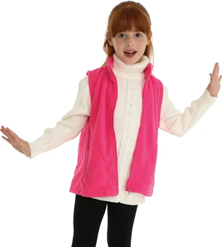 Vista 5 de LittleSpring Chaleco de forro polar para niños, con cremallera completa, cálido, sin mangas