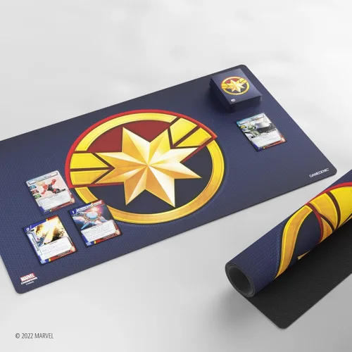 Vista 2 de Gamegenic Alfombra de juego – Playmat: Marvel Champions: Captain Marvel – Smooth & Tough – Compatible con Magic The Gathering Commander Deck, cartas