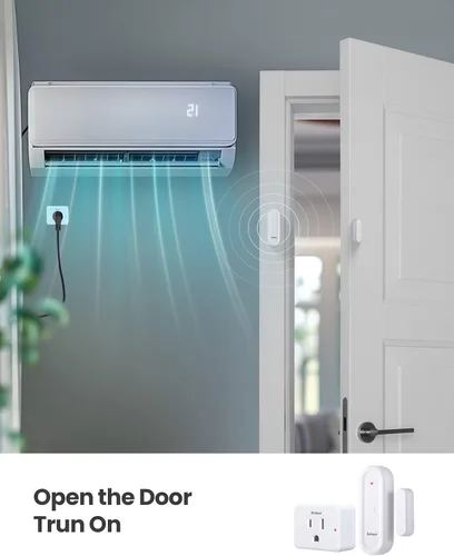 Vista 3 de Zoiinet Kit de enchufe de salida de sensor de puerta, mini sensor inalámbrico de ventana de contacto, dispositivos ilimitados de control de grupo