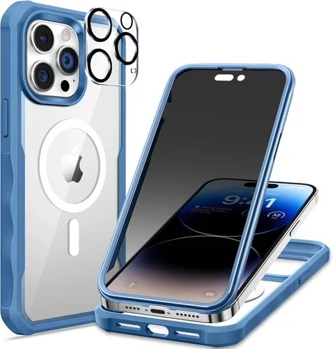 Vista 8 de seacosmo para iPhone Air Funda, Carcasa Completa con Protector de Privacidad de Vidrio Templado 9H Integrado y Protector de Lente de Cámara