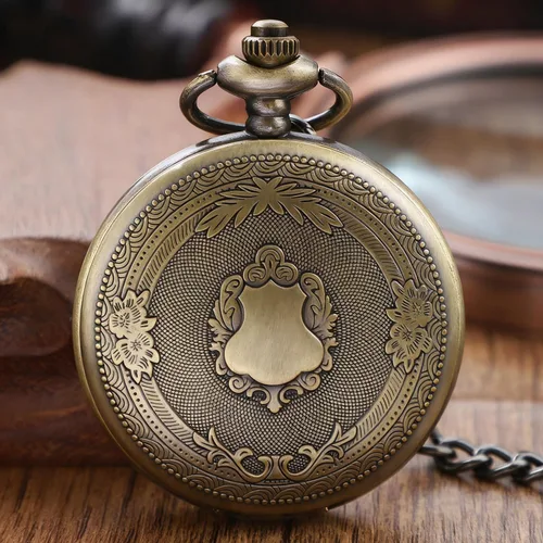 Vista 2 de Smooth Shield Round Case Quartz Pocket Watch Quartz Movement with Chain CF-nuevo53