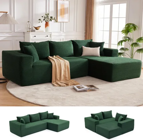 Vista 26 de Mangodan - Sofá seccional en forma de nube, sofá sin huesos para sala de estar, sofá seccional modular con asiento profundo, cómodo sofá de felpa