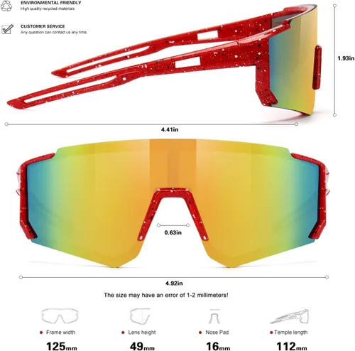 Vista 4 de SEKKAF Gafas de sol de béisbol juveniles para niños y niñas de 6 a 12 años de edad, gafas de sol deportivas de softbol para ciclismo y deportes