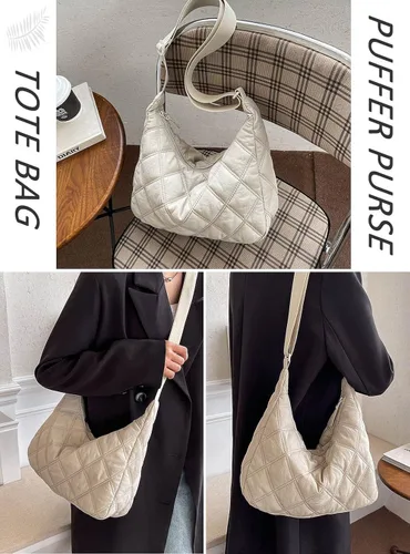 Vista 3 de YIKOEE Bolso cruzado de nailon acolchado para mujer, bolsa ligera acolchada