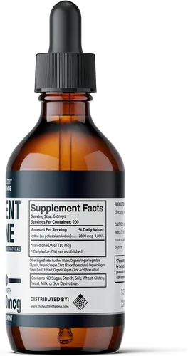 Vista 7 de Suplemento de yodo naciente 2800mcg Yoduro de potasio Gotas de yodo 100% vegano Color transparente Grande 2 oz