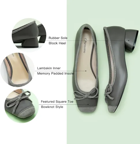 Vista 4 de C.Paravano Zapatos de tacón para mujer Tacones bajos Tacones cerrados Tacones gruesos para mujer Zapatos de vestir para mujer