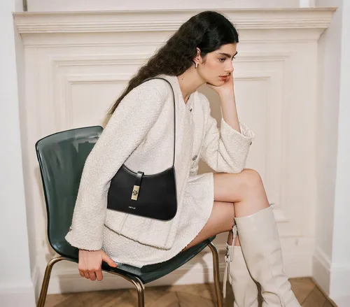 Vista 3 de Keyli - Bolso de hombro de moda para mujer, de cuero vegano, con correa ajustable, bolsos estilo hobo, con asa larga