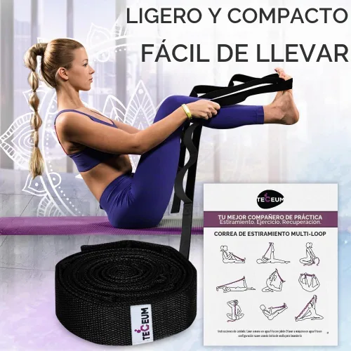 Vista 6 de TECEUM Stretching Strap with 10 Loops for Physical Therapy & Rehab