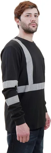 Vista 7 de BOCOMAL Men's FR Shirts Hi-Vis Reflective Flame Resistant Safety Crew Tee Camiseta negra/Hi Vis