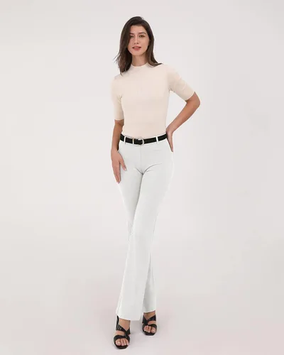 Vista 3 de ODODOS Pantalones de vestir clásicos de pierna recta para mujer, bolsillos sintéticos, pantalones de trabajo casuales, entrepierna de 293133 pulgadas
