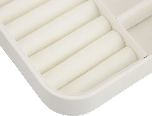 Vista 6 de Wnvivi Caja organizadora portátil de collares, caja de almacenamiento de joyería, caja de joyería de viaje, organizador de aretes para mujer, Cuero