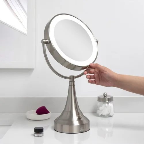 Vista 5 de Zadro Espejo de maquillaje iluminado 10X aumento LED 11" diámetro espejo de maquillaje con luces y aumento C funciona