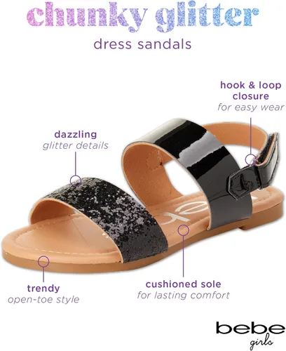 Vista 2 de bebe Sandalias para Niñas - Sandalias para Niñas Grandes y Niñas Pequenas con Correas de Cuero Duradero y Lentejuelas, Zapatos de Vestir de Verano