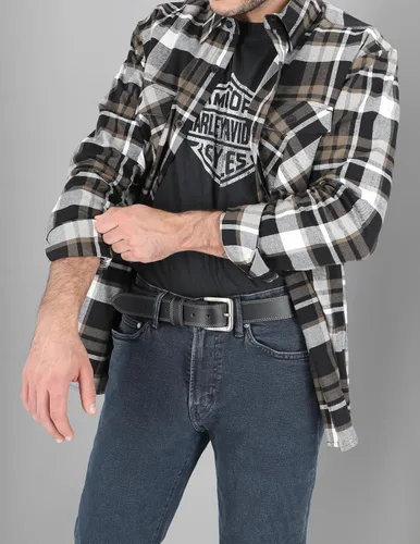 Vista 4 de Harley-Davidson Cinturón de cuero de 1.496 in para hombre Negro (doble costura)