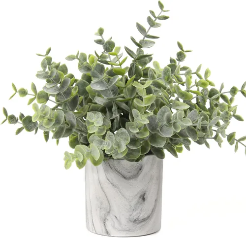 Vista 11 de Hollyone Plantas artificiales de interior, mini plantas artificiales de plástico, plantas verdes pequeñas, plantas falsas de eucalipto decoración