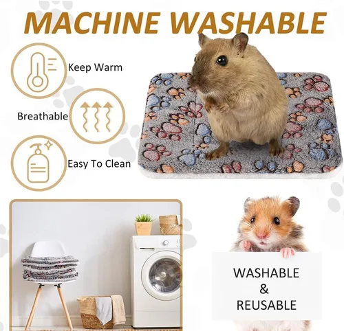 Vista 3 de Linwnil Paquete de 3 alfombrillas ultrasuaves para cama de perros y gatos con bonitos estampados, forro polar reversible, cama gruesa de hámster