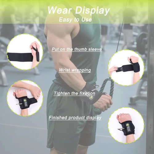 Vista 4 de Muñequeras con anillo triangular para levantamiento de pesas, accesorio de cable de gimnasio, correas de soporte de muñeca para entrenamiento