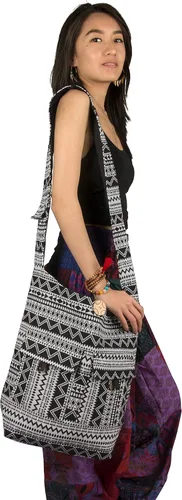 Vista 6 de Tribe Azure - Bolso bandolera grande tipo hobo para el hombro, con compartimento, bolsillos funcionales, cremallera, viajes, mercado, manta