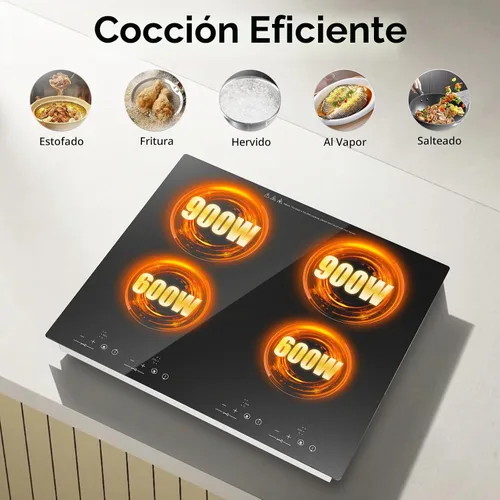 Vista 7 de Placa de cocción eléctrica de encimera de 23 pulgadas con 4 quemadores, 110V enchufable